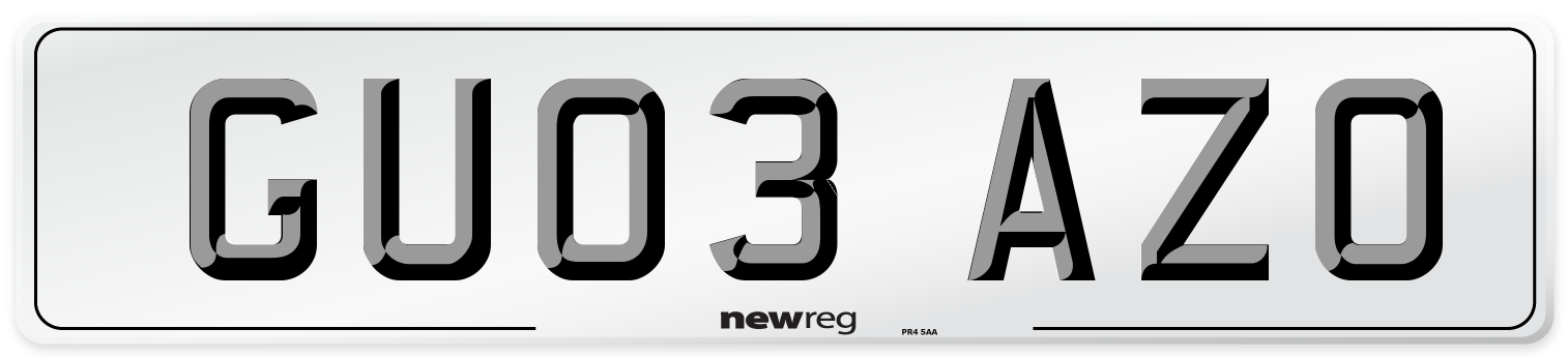 GU03 AZO Number Plate from New Reg